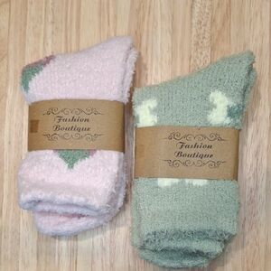 Fuzzy Sock Bundle-Pink & Green